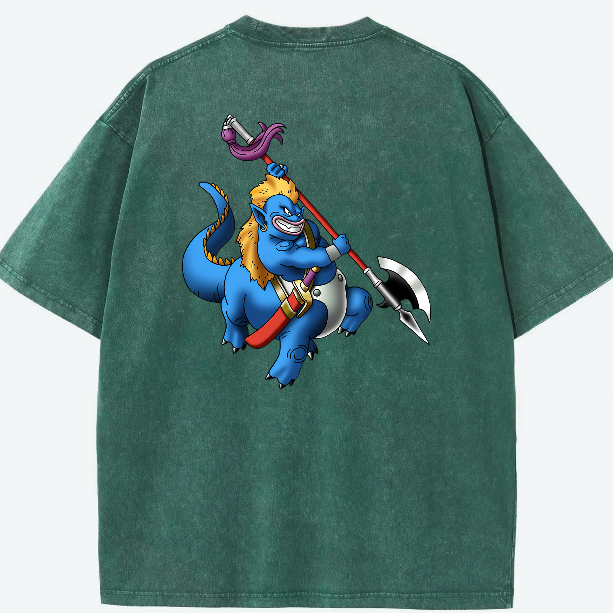 （画像用） ドラゴンクエスト Doragon Kuesuto Dragon Quest 綿100% ヴィンテージ風 半袖Tシャツ（背面プリント）